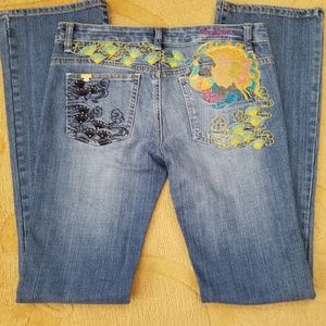 Pepe London Embroidered Bootcut Jeans Size 27